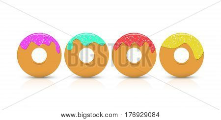 An Illustration of Donuts with sugar glaze. Donuts in a row.