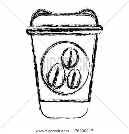 blurred silhouette glass disposable for hot drinks with lid vector illustration