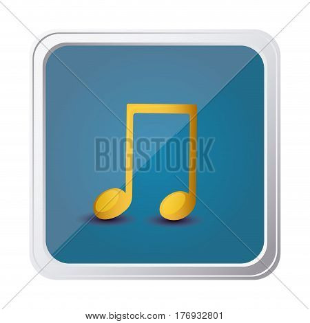 button of musical note in yellow with background blue vector illustration