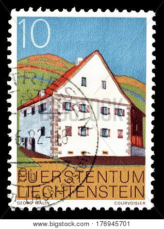 LIECHTENSTEIN - CIRCA 1978 : Cancelled postage stamp printed by Liechtenstein, that shows Meierhof Triesen.