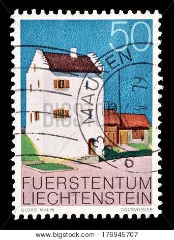 LIECHTENSTEIN - CIRCA 1978 : Cancelled postage stamp printed by Liechtenstein, that shows Residence tower Balzers.