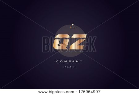Qz Q Z  Gold Metal Purple Alphabet Letter Logo Icon Template