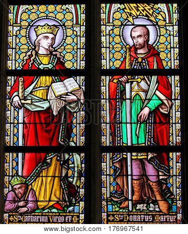 Stained Glass - Saint Catherine And Saint Donatus