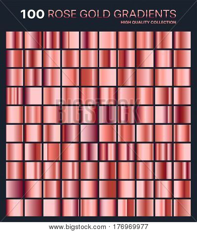 Rose gold gradient, pattern, template.Set of colors for design, collection of high quality gradients.Metallic texture, shiny background.Pure metal.Suitable for text , mockup, banner, ribbon or ornament.