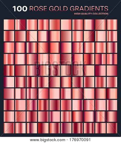 Rose gold gradient, pattern, template.Set of colors for design, collection of high quality gradients.Metallic texture, shiny background.Pure metal.Suitable for text , mockup, banner, ribbon or ornament.