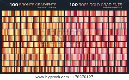 Rose gold, bronze gradient, pattern, template.Set of colors for design, collection of high quality gradients.Metallic texture, shiny background.Pure metal.Suitable for text, mockup, banner, ribbon , ornament.