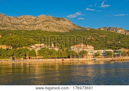 TUCEPI, CROATIA - September 20, 2016 Beautiful nature of Tucepi touristic town on the Adriatic Sea coast, Croatia.