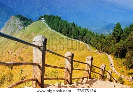 Tarey Bhir point is a favourite tourist spot.The word 'Bhir' means cliff in the local Nepal languageabout 10000 feet long path a breathtaking viewpoint at the edge people get spectacular views.