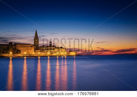 View from Porec at Sunset. Long exposure photo.