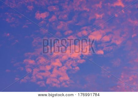 Nature Background. Red Sky At Night And Clouds. Beautiful And Colorful Sunset Time.