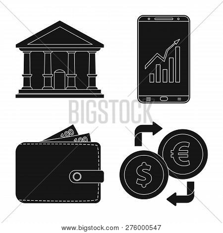 Isolated Object Of Bank And Money Icon. Set Of Bank And Bill Stock Symbol For Web.