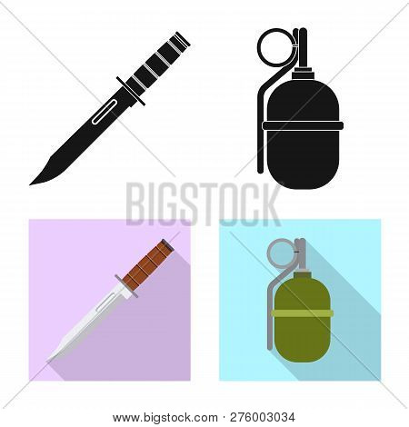 Vector Illustration Of Weapon And Gun Icon. Set Of Weapon And Army Vector Icon For Stock.