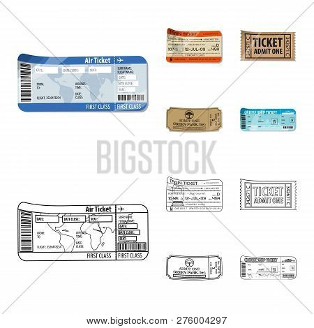 Vector Design Of Ticket And Admission Logo. Set Of Ticket And Event Stock Vector Illustration.