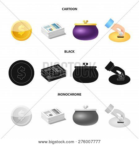 Vector Design Of Bank And Money Symbol. Set Of Bank And Bill Vector Icon For Stock.