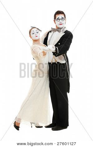 retrato de dança a par de mimos. isolado no fundo branco