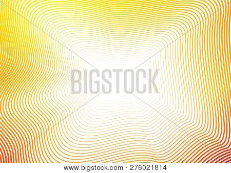 Red, Orange, Yellow Waves, Shiny Squiggle Lines. Abstract Sunny Background With Copy Space. Fractal 