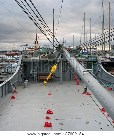 Tallinn, Estonia - November 18, 2018: Deck Of A Fireboat In The Estonian Maritime Museum In Tallinn.