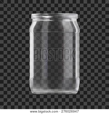 Realistic Empty Glass Jar Isolated On Dark Background