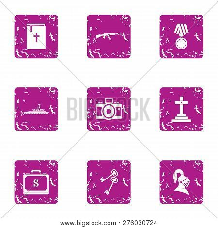 Gratuity Icons Set. Grunge Set Of 9 Gratuity Icons For Web Isolated On White Background