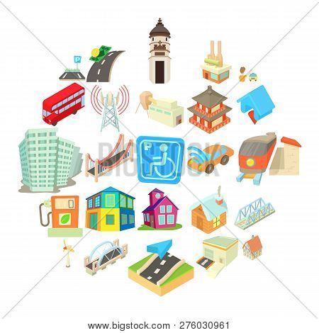 Towny Icons Set. Cartoon Set Of 25 Towny Icons For Web Isolated On White Background