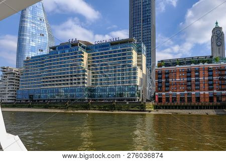 South Bank, London, Uk - June 8, 2018: View Of Sea Containers Building On The Bak Of The River Thame