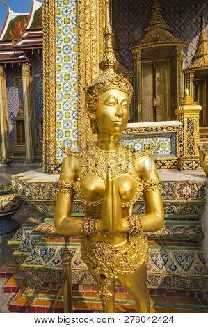 A Kinaree, A Mythology Figure, Is Watching The Temple In The Grand Palace
