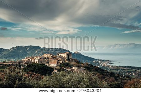 Ancient Mountain Village Of Pigna In Corsica