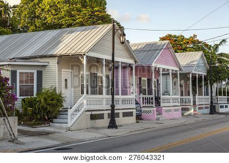 Old Typical Wooden  Buildings In Key Biscane, Usa