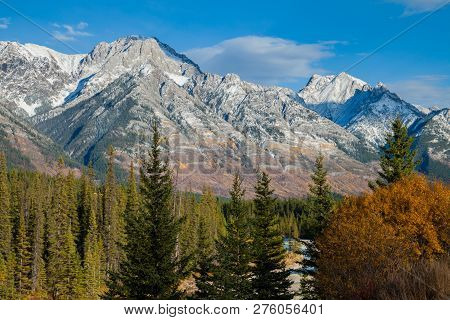 Autumn Snow On The Mountains In Peter Lougheed Provincial Park, Aberta, Canada