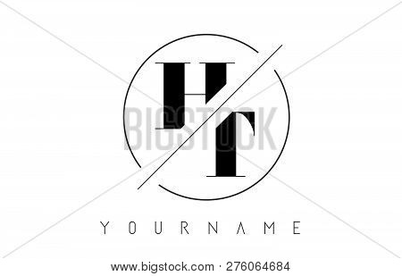 Ht Letter Logo With Cutted And Intersected Design And Round Frame Vector Illustration