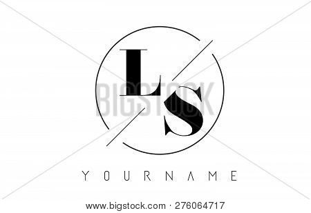 Ls Letter Logo With Cutted And Intersected Design And Round Frame Vector Illustration