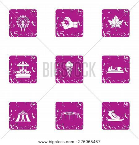 Kiddy Relationship Icons Set. Grunge Set Of 9 Kiddy Relationship Icons For Web Isolated On White Bac