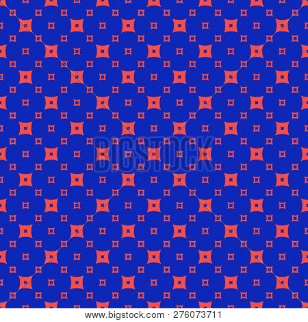 Vector Colorful Red And Blue Geometric Seamless Pattern With Tiny Squares