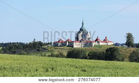 Aerial View On Pilgrimage Church Of Saint John Of Nepomuk Declared A Worls Heritage Site