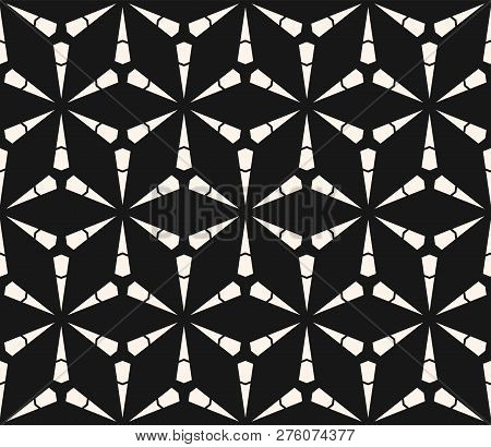 Vector Geometric Seamless Pattern With Triangles, Lattice, Grid, Mesh, Thin Lines. Modern Black And 