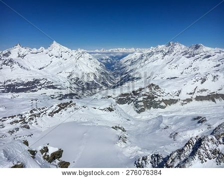 Panoramic View Of Matter Valley And Zermatt, Switzerland.