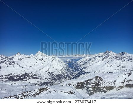 Panoramic View Of Matter Valley And Zermatt, Switzerland.