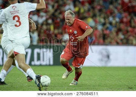 Rio, Brazil - December 27, 2018: Zico Player During A Soccer Game Of The All-stars Game In The Marac
