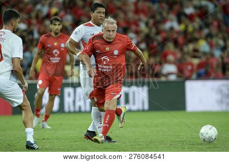 Rio, Brazil - December 27, 2018: Zico Player During A Soccer Game Of The All-stars Game In The Marac