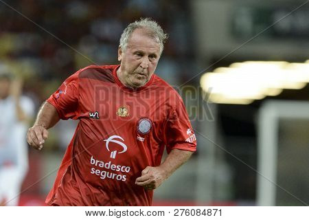 Rio, Brazil - December 27, 2018: Zico Player During A Soccer Game Of The All-stars Game In The Marac