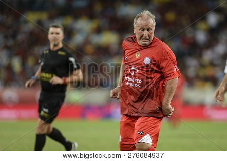 Rio, Brazil - December 27, 2018: Zico During Soccer Game Of The Stars In The Maracana Stadium.