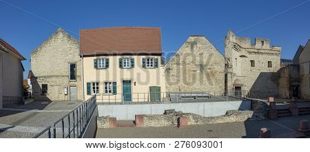 Famous Kaiserpfalz In Ingelheim, Germany Under Blue Sky