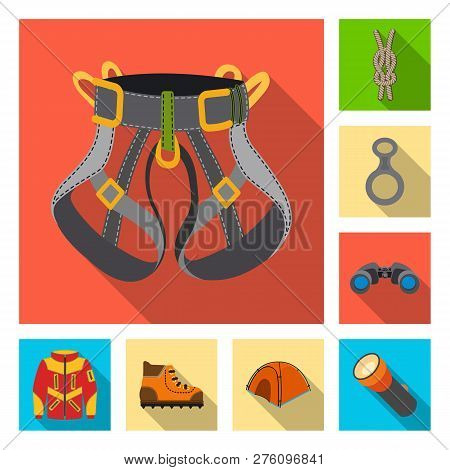 Vector Design Of Mountaineering And Peak Symbol. Collection Of Mountaineering And Camp Stock Vector 