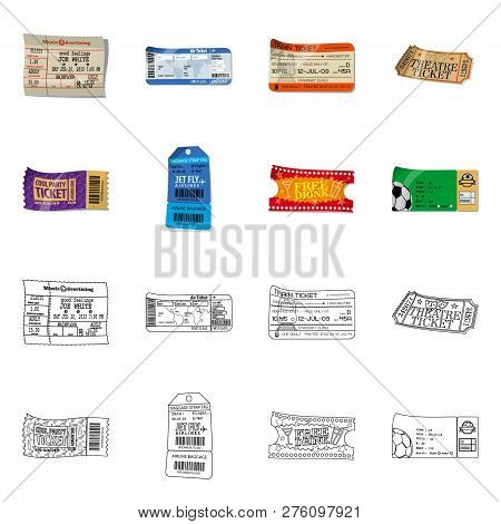 Vector Illustration Of Ticket And Admission Sign. Set Of Ticket And Event Vector Icon For Stock.