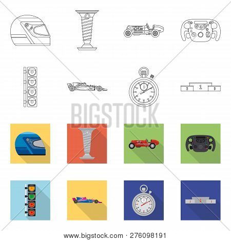 Vector Illustration Of Car And Rally Icon. Set Of Car And Race Vector Icon For Stock.
