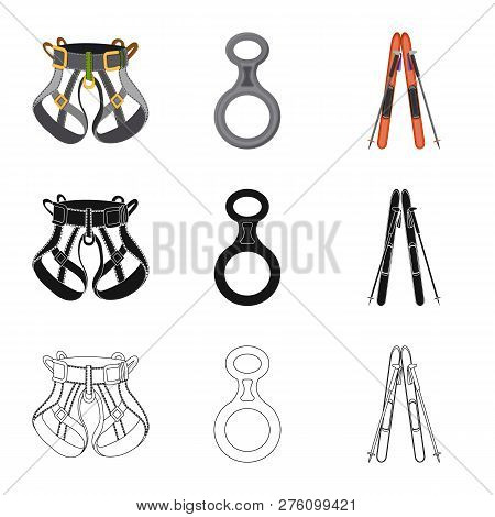 Isolated Object Of Mountaineering And Peak Logo. Set Of Mountaineering And Camp Vector Icon For Stoc