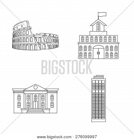 Vector Illustration Of Building And City Sign. Set Of Building And Business Vector Icon For Stock.