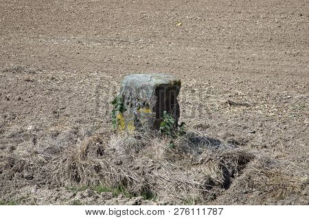 Historic Border Stone With Inscription 183 At The Border Between France And Germany In The Saarland