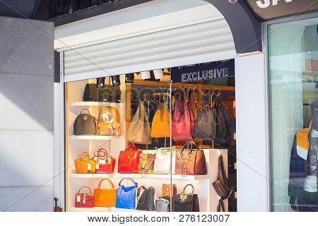 Street Little Shop With Bags In Turkey, An Exclusive. Kemer