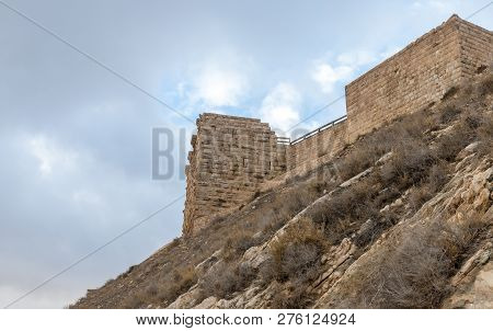 Al Jaya, Jordan, December 06, 2018 : The Remains Of The Medieval Fortress Ash Shubak, Standing On A 